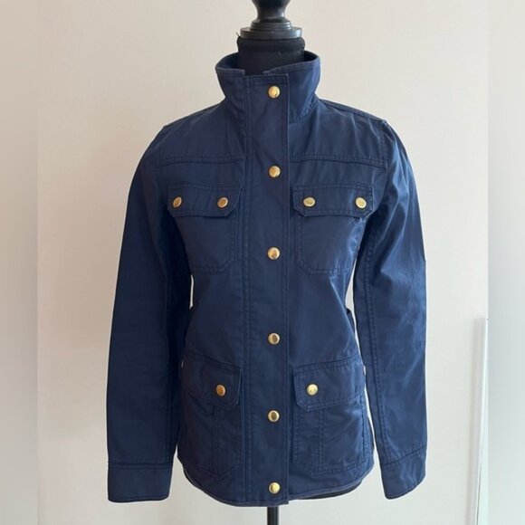 J. CREW Downtown Field Cotton Jacket Zip Snaps Front Utility Military Style - Picture 5 of 14